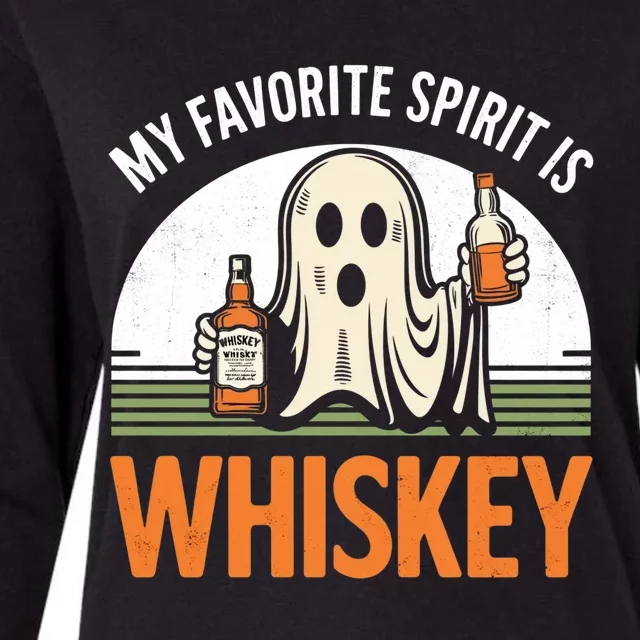 My Favorite Spirit Is Whiskey Funny Halloween Design Womens Cotton Relaxed Long Sleeve T-Shirt