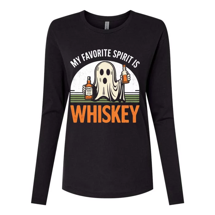 My Favorite Spirit Is Whiskey Funny Halloween Design Womens Cotton Relaxed Long Sleeve T-Shirt