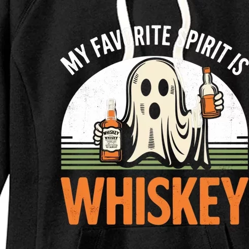 My Favorite Spirit Is Whiskey Funny Halloween Design Women's Fleece Hoodie