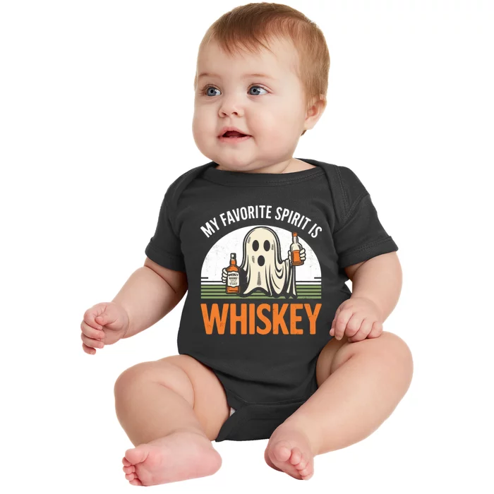 My Favorite Spirit Is Whiskey Funny Halloween Design Baby Bodysuit