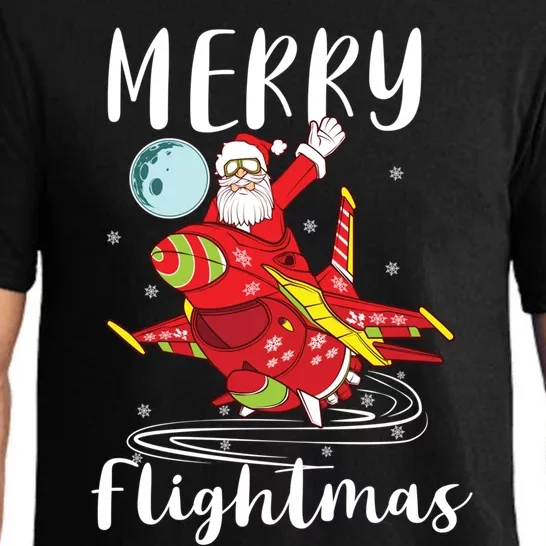 Merry Flightmas Santa Claus Pilot Flying Airplane Aviation Gift Pajama Set