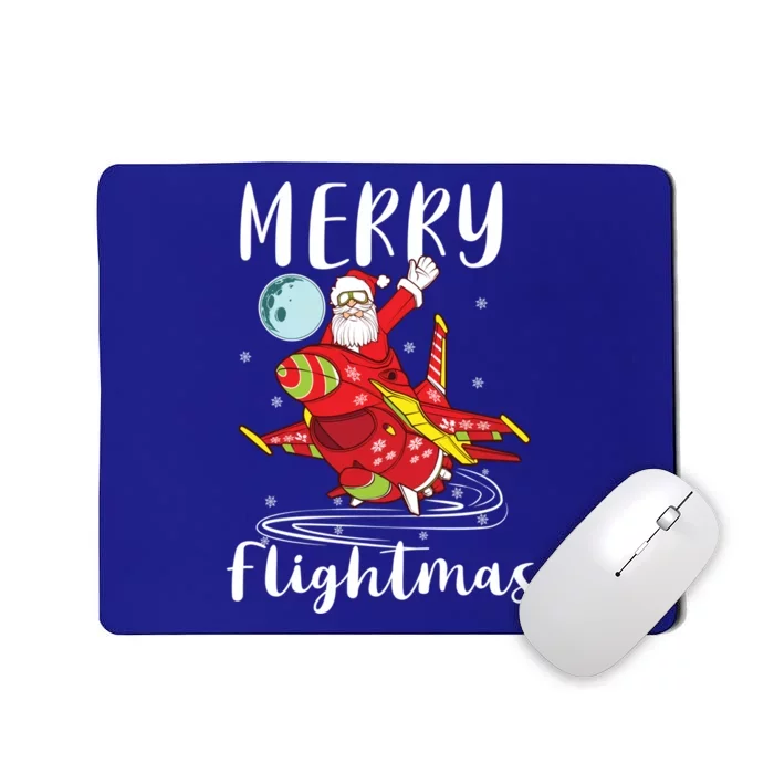 Merry Flightmas Santa Claus Pilot Flying Airplane Aviation Gift Mousepad