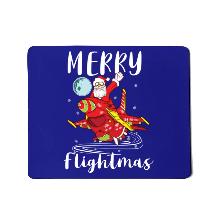 Merry Flightmas Santa Claus Pilot Flying Airplane Aviation Gift Mousepad