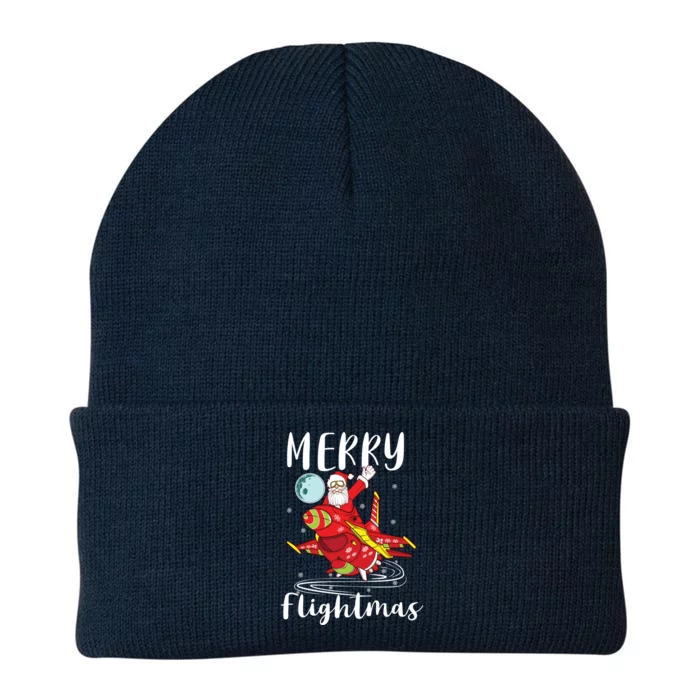 Merry Flightmas Santa Claus Pilot Flying Airplane Aviation Gift Knit Cap Winter Beanie