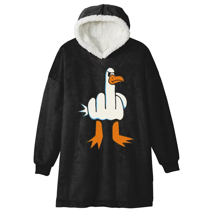 Middle Finger Seagull Hooded Wearable Blanket