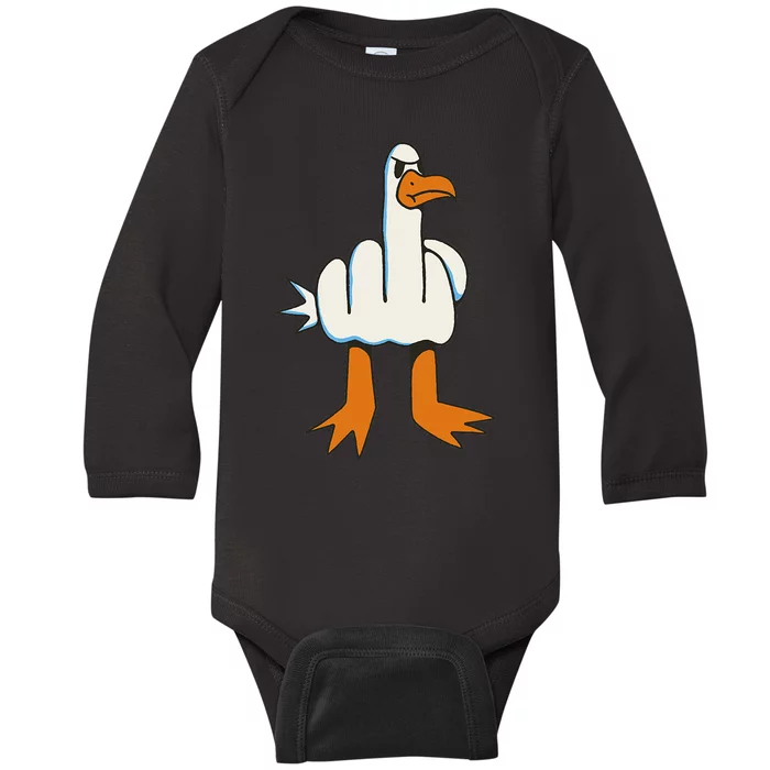 Middle Finger Seagull Baby Long Sleeve Bodysuit