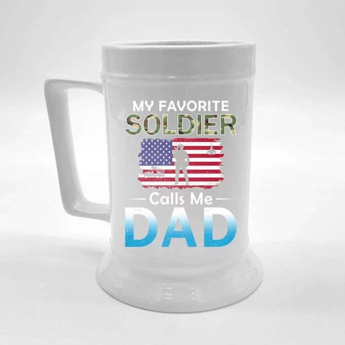 My Favorite Soldier Calls Me Dadgiftproud Army Dad Army Gift Meaningful Gift Front & Back Beer Stein