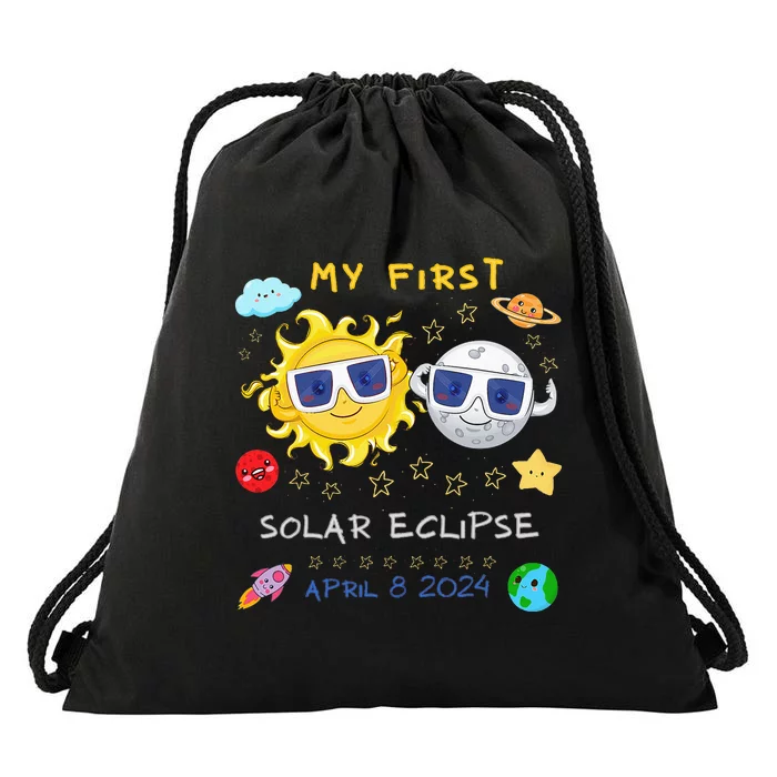 My First Solar Eclipse April 8 2024 Drawstring Bag