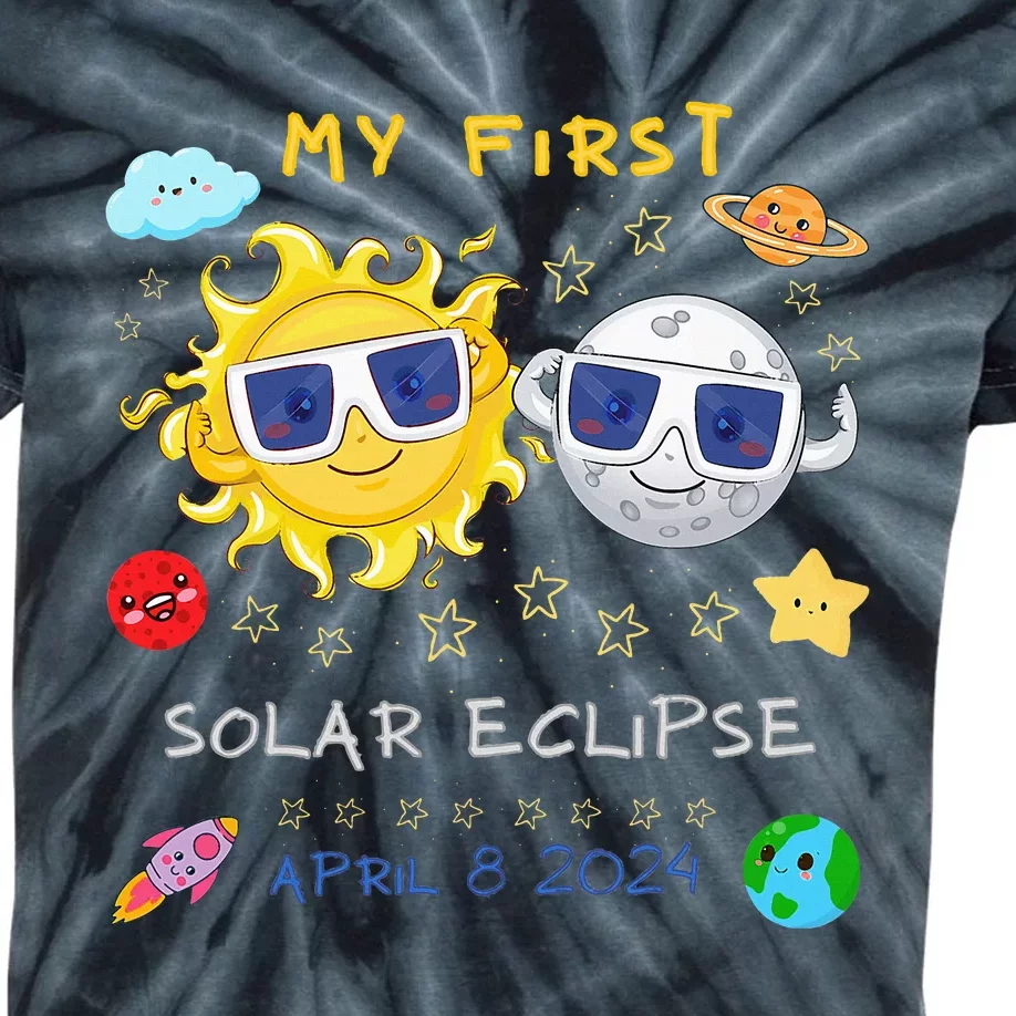 My First Solar Eclipse April 8 2024 Kids Tie-Dye T-Shirt