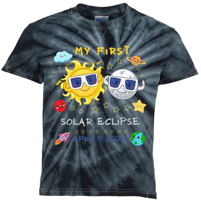 My First Solar Eclipse April 8 2024 Kids Tie-Dye T-Shirt