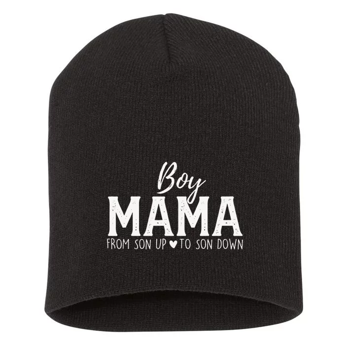 Mama From Son Upto Son Down Funny Mother's Day Fun Mom Short Acrylic Beanie