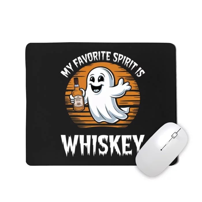 My Favorite Spirit Is Whiskey Funny Halloween Ghost Drinking Mousepad