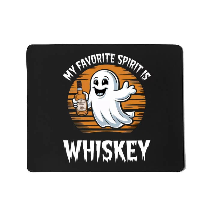 My Favorite Spirit Is Whiskey Funny Halloween Ghost Drinking Mousepad