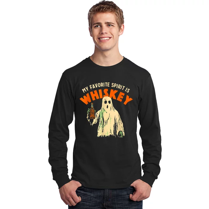 My Favorite Spirit Is Whiskey Funny Drinking Halloween Long Sleeve Shirt