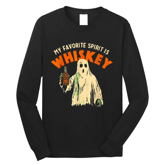 My Favorite Spirit Is Whiskey Funny Drinking Halloween Long Sleeve Shirt