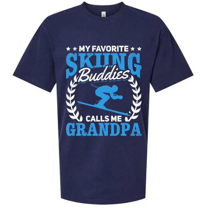 My Favorite Skiing Buddies Calls Me Grandpa Skier Grandpa Gift Sueded Cloud Jersey T-Shirt