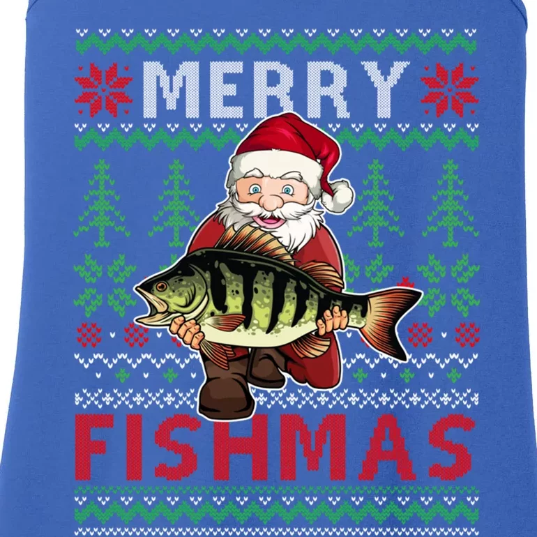 Merry Fishmas Santa Fishing Fishers Ugly Christmas Sweater Gift Ladies Essential Tank