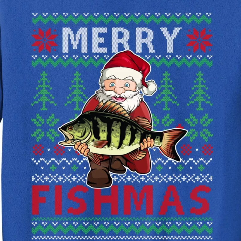 Merry Fishmas Santa Fishing Fishers Ugly Christmas Sweater Gift Tall Sweatshirt