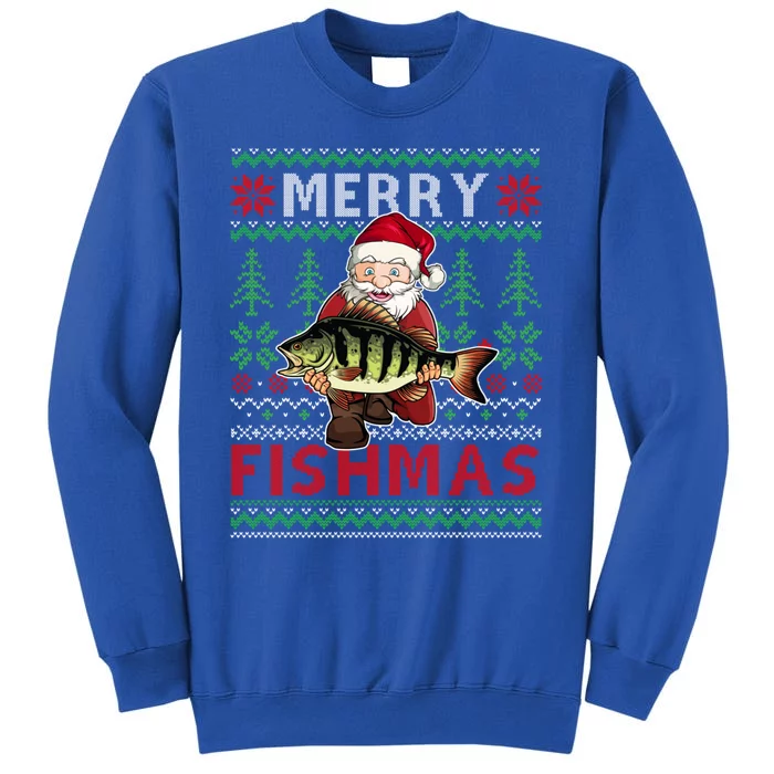 Merry Fishmas Santa Fishing Fishers Ugly Christmas Sweater Gift Tall Sweatshirt