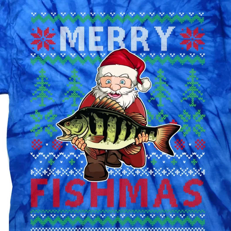 Merry Fishmas Santa Fishing Fishers Ugly Christmas Sweater Gift Tie-Dye T-Shirt