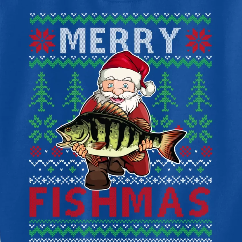 Merry Fishmas Santa Fishing Fishers Ugly Christmas Sweater Gift Kids Sweatshirt