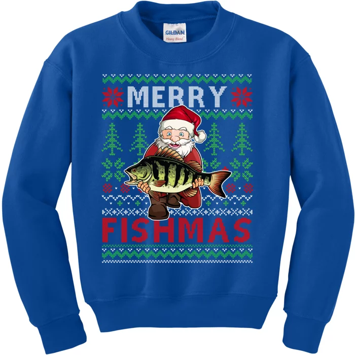 Merry Fishmas Santa Fishing Fishers Ugly Christmas Sweater Gift Kids Sweatshirt