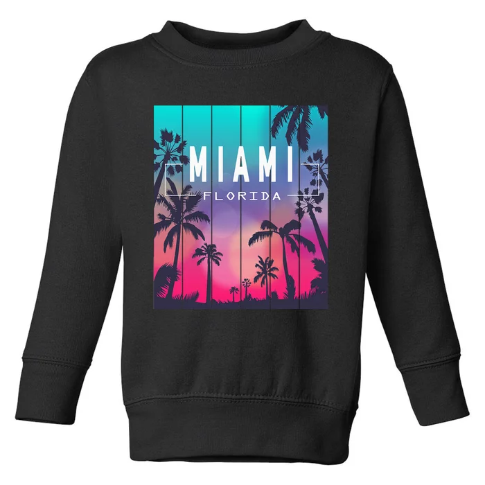 Miami Florida Sunset I Love Miami Beach Souvenir Toddler Sweatshirt