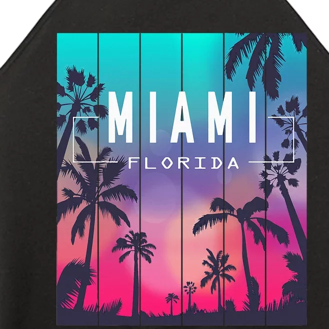 Miami Florida Sunset I Love Miami Beach Souvenir Women’s Perfect Tri Rocker Tank