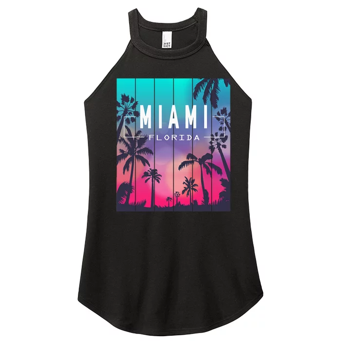 Miami Florida Sunset I Love Miami Beach Souvenir Women’s Perfect Tri Rocker Tank