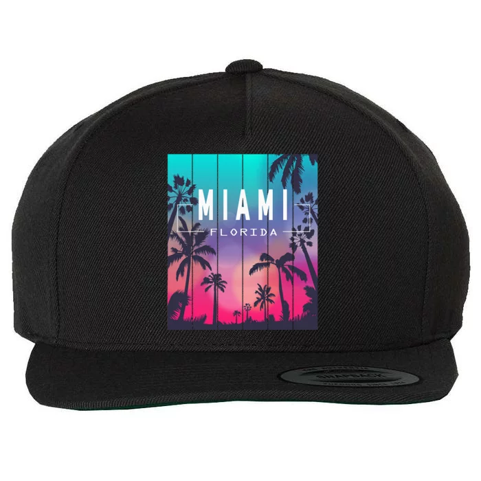 Miami Florida Sunset I Love Miami Beach Souvenir Wool Snapback Cap