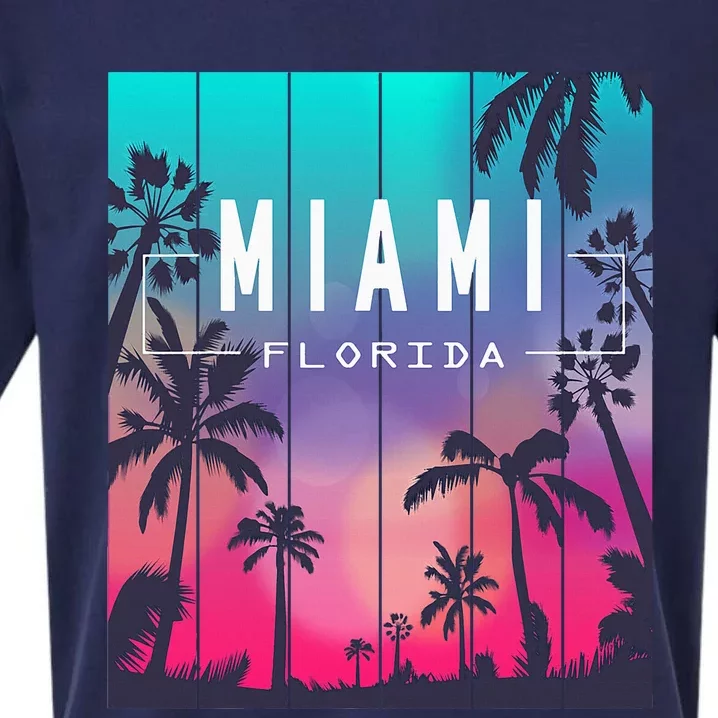 Miami Florida Sunset I Love Miami Beach Souvenir Sueded Cloud Jersey T-Shirt