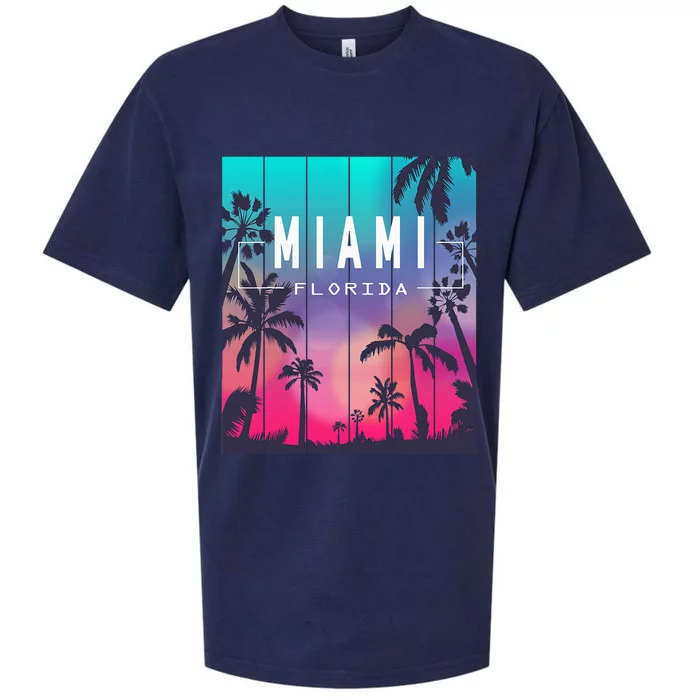 Miami Florida Sunset I Love Miami Beach Souvenir Sueded Cloud Jersey T-Shirt