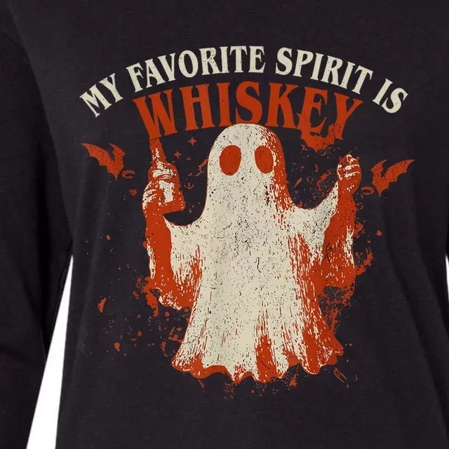 My Favorite Spirit Is Whiskey Funny Drinking Halloween Womens Cotton Relaxed Long Sleeve T-Shirt