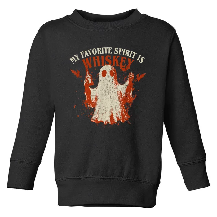 My Favorite Spirit Is Whiskey Funny Drinking Halloween Toddler Sweatshirt