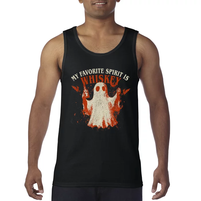 My Favorite Spirit Is Whiskey Funny Drinking Halloween Tank Top