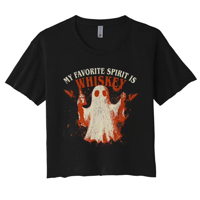 My Favorite Spirit Is Whiskey Funny Drinking Halloween Women's Crop Top Tee