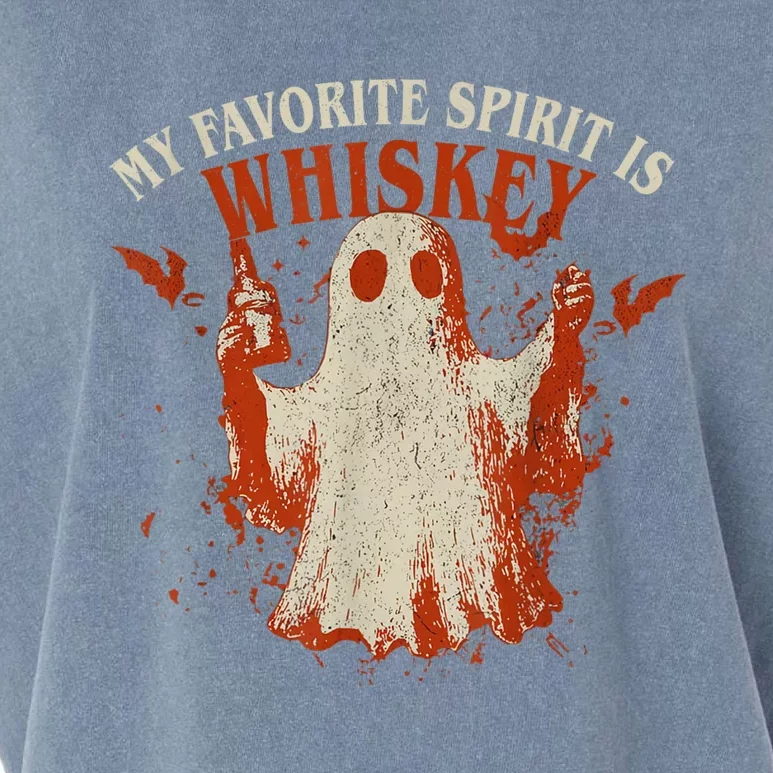 My Favorite Spirit Is Whiskey Funny Drinking Halloween Garment-Dyed Women's Muscle Tee