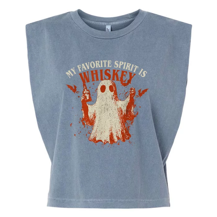 My Favorite Spirit Is Whiskey Funny Drinking Halloween Garment-Dyed Women's Muscle Tee