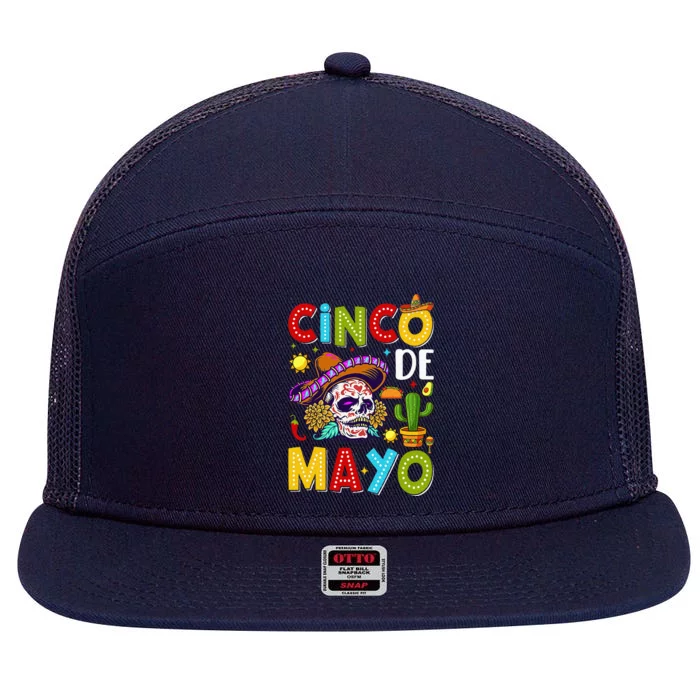 Mexican Fiesta Squad 5 De Mayo For Mexican 7 Panel Mesh Trucker Snapback Hat