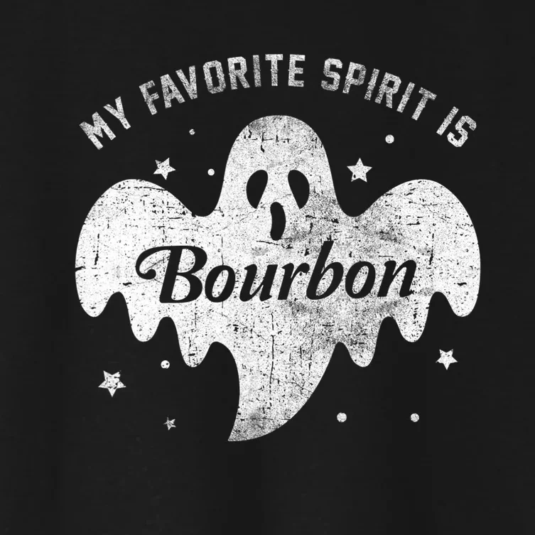 My Favorite Spirit Is Bourbon Funny Boo Ghost Halloween Women's Crop Top Tee