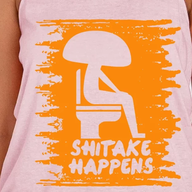 Mushroom Fungus Shitake Happens Women's Knotted Racerback Tank