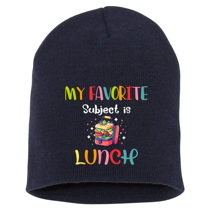 My Favorite Subject Is Lunch Lady Cafeteria Crew Retro Short Acrylic Beanie