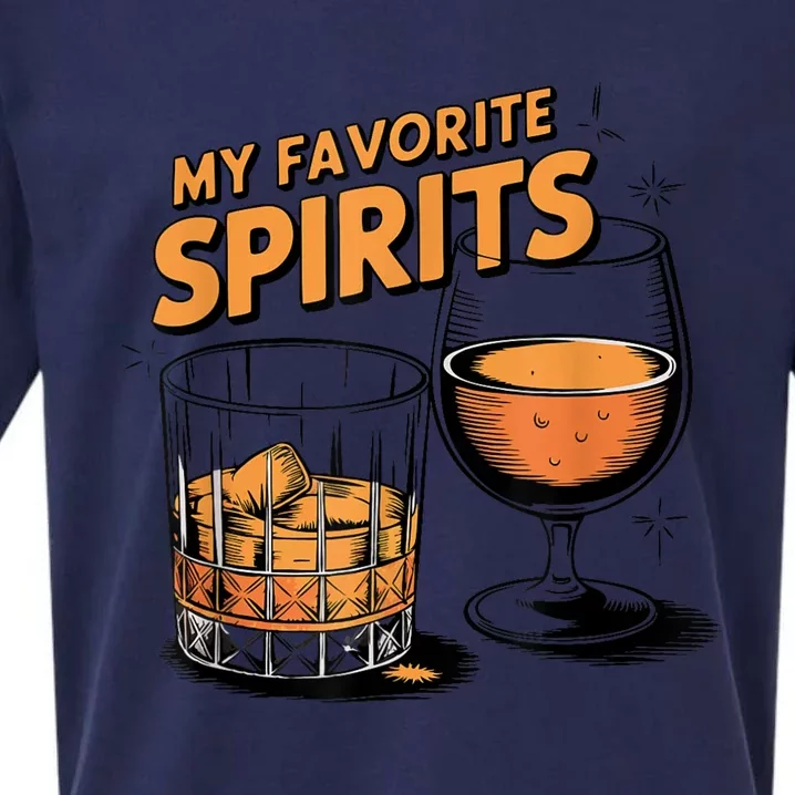 My Favorite Spirits Funny Whiskey Rum Drinking Lover Sueded Cloud Jersey T-Shirt