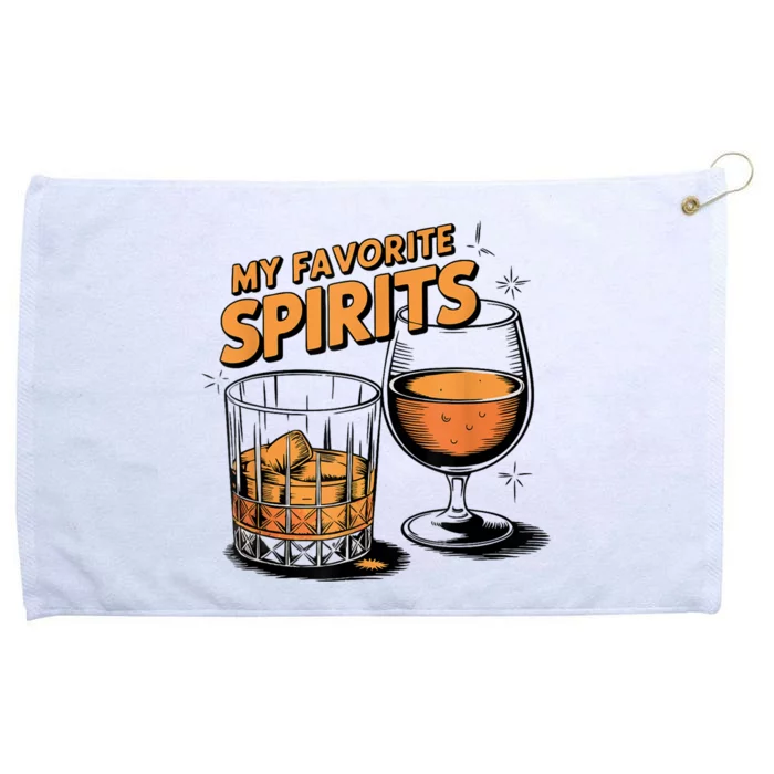 My Favorite Spirits Funny Whiskey Rum Drinking Lover Grommeted Golf Towel