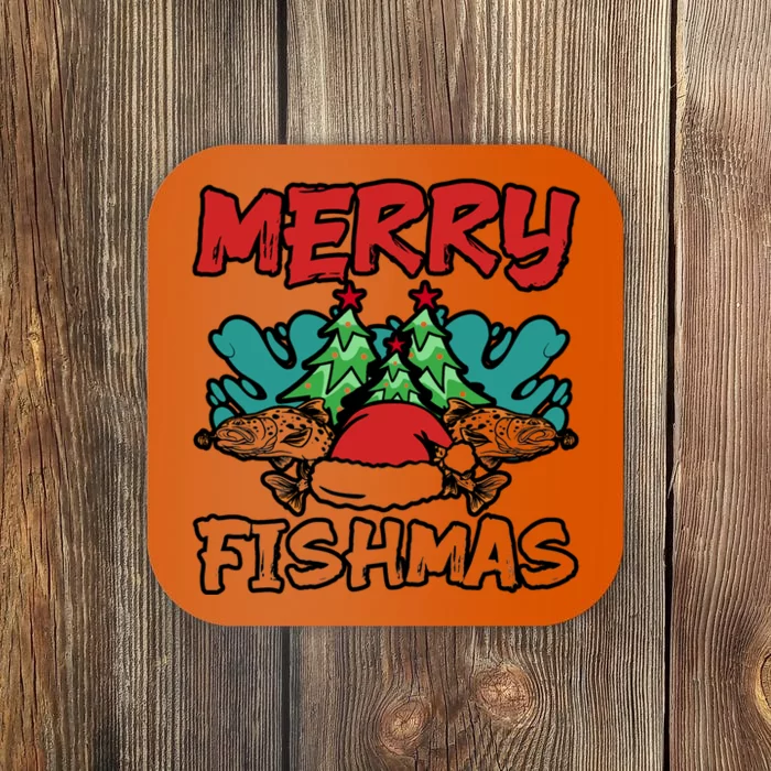 Merry Fishmas Santa Claus Fishing Matching Christmas Costume Coaster