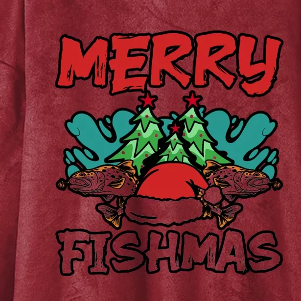 Merry Fishmas Santa Claus Fishing Matching Christmas Costume Hooded Wearable Blanket