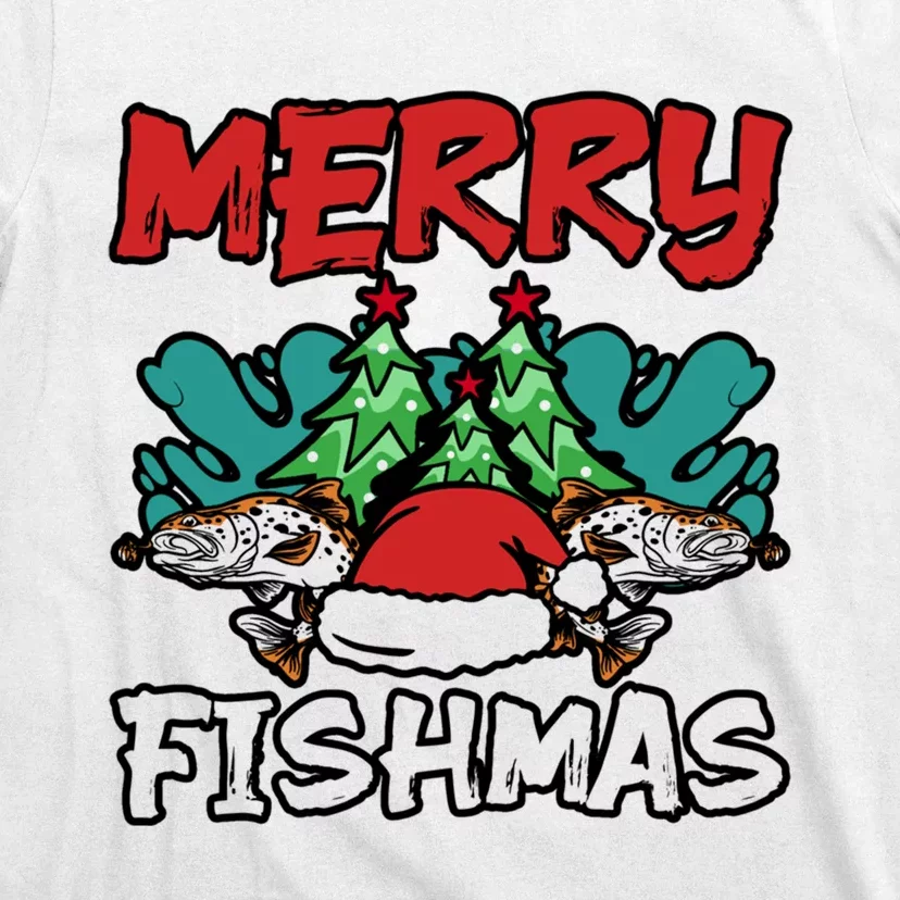 Merry Fishmas Santa Claus Fishing Matching Christmas Costume T-Shirt