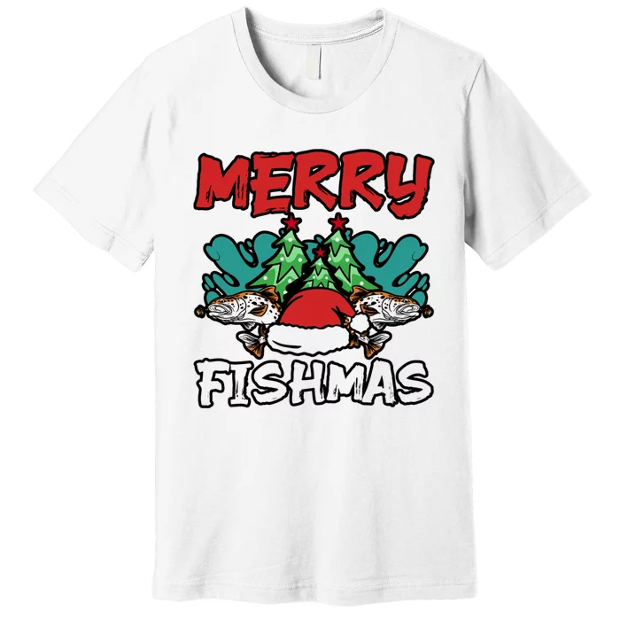 Merry Fishmas Santa Claus Fishing Matching Christmas Costume Premium T-Shirt