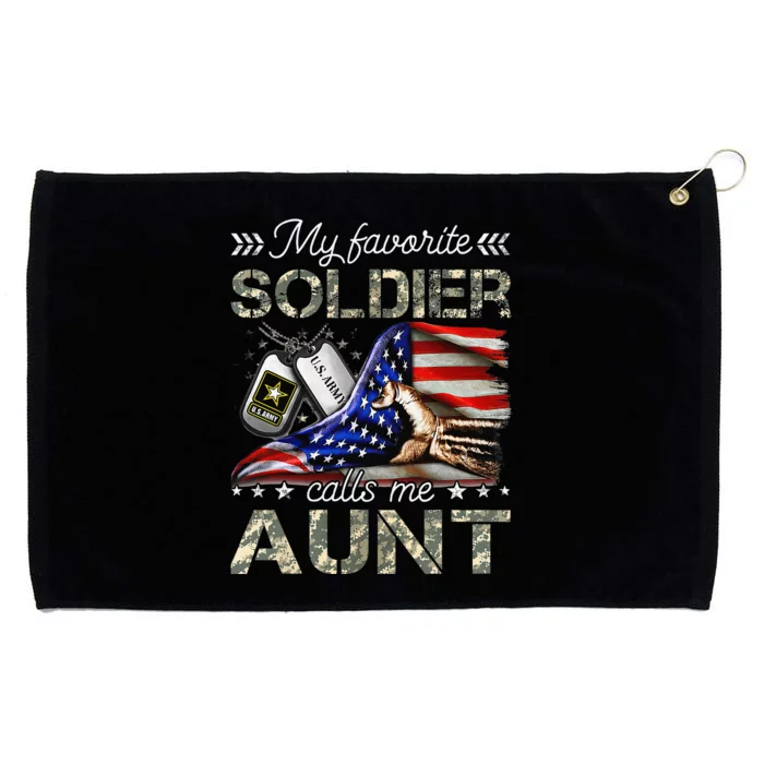 My Favorite Soldier Calls Me Aunt Proud Army Aunt Grommeted Golf Towel