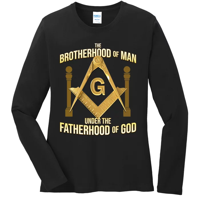 Masonic Fatherhood Square & Compass Freemason Ladies Long Sleeve Shirt